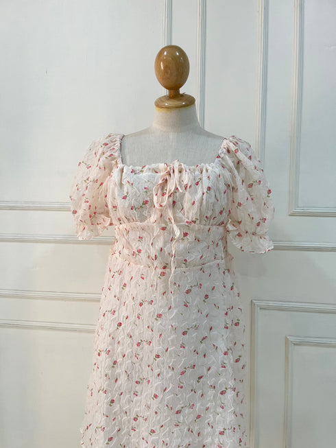 Summer Floral Puff Sleeves Mini Dress